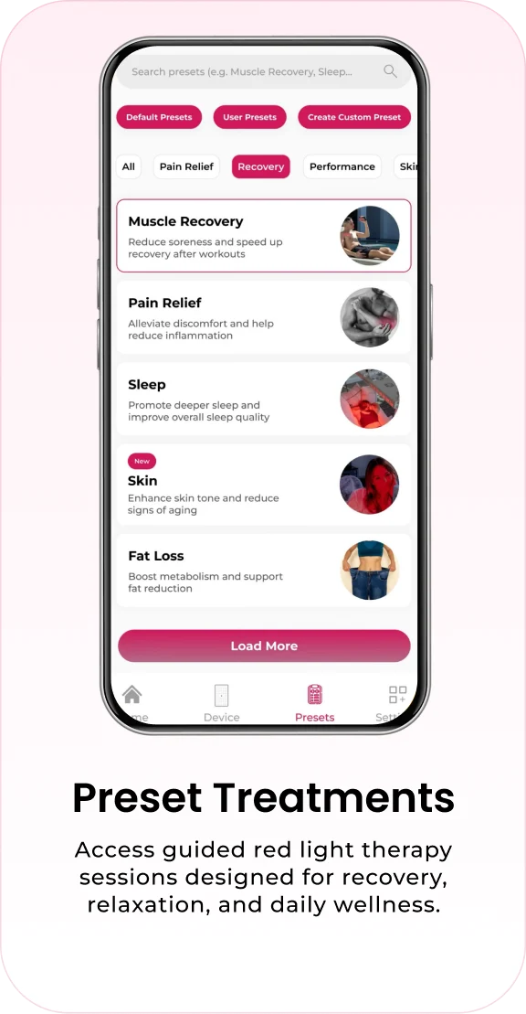 Preset treatments library in the Vital app